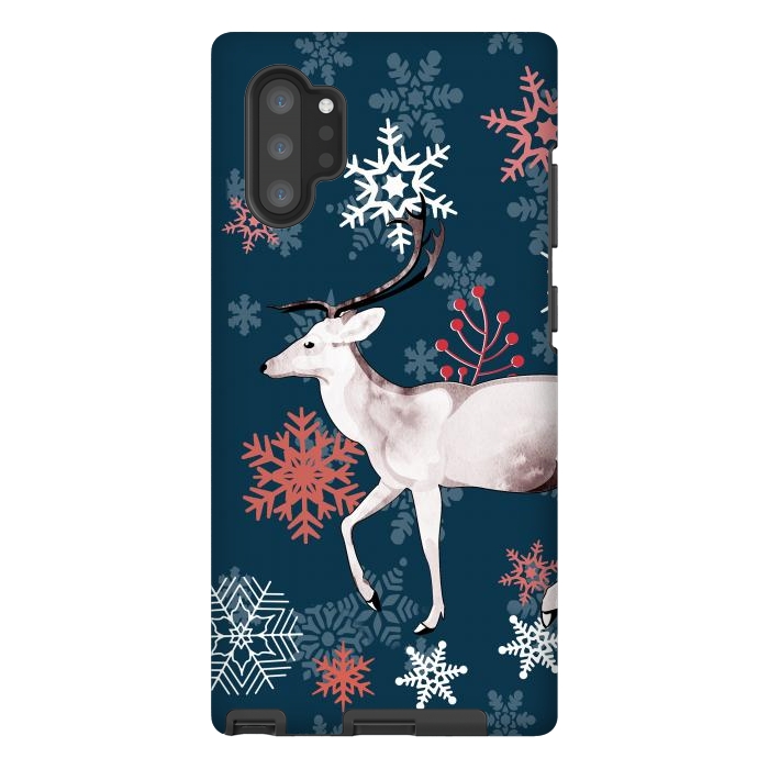 Galaxy Note 10 plus StrongFit Reindeer and snowflakes winter illustration by Oana 