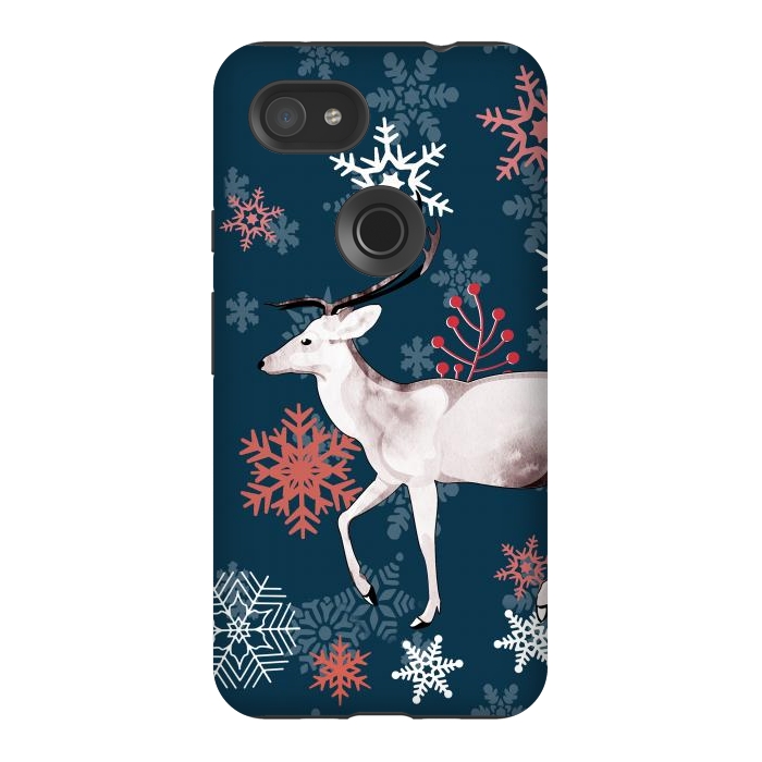 Pixel 3AXL StrongFit Reindeer and snowflakes winter illustration by Oana 
