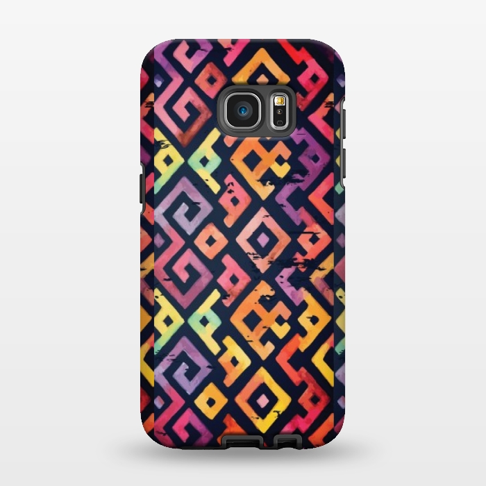 Galaxy S7 EDGE StrongFit coloured squared pattern by MALLIKA