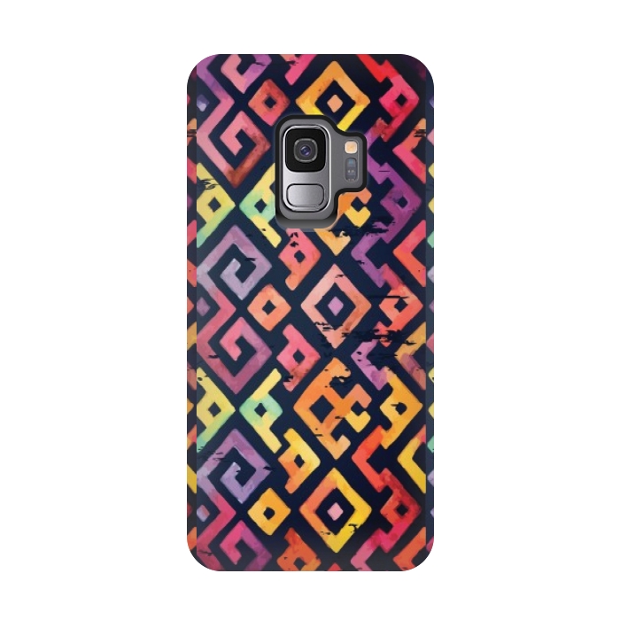 Galaxy S9 StrongFit coloured squared pattern by MALLIKA