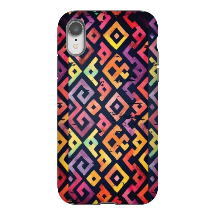 iPhone Xr StrongFit coloured squared pattern by MALLIKA