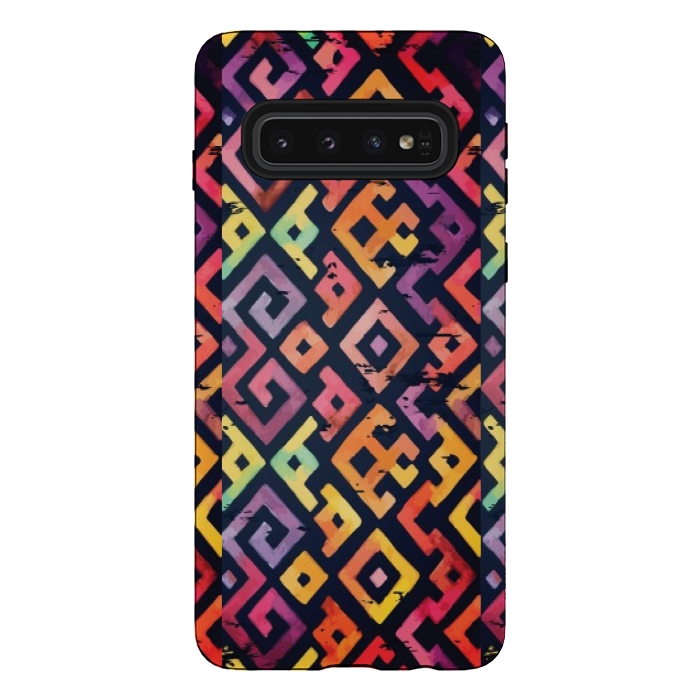 Galaxy S10 StrongFit coloured squared pattern by MALLIKA