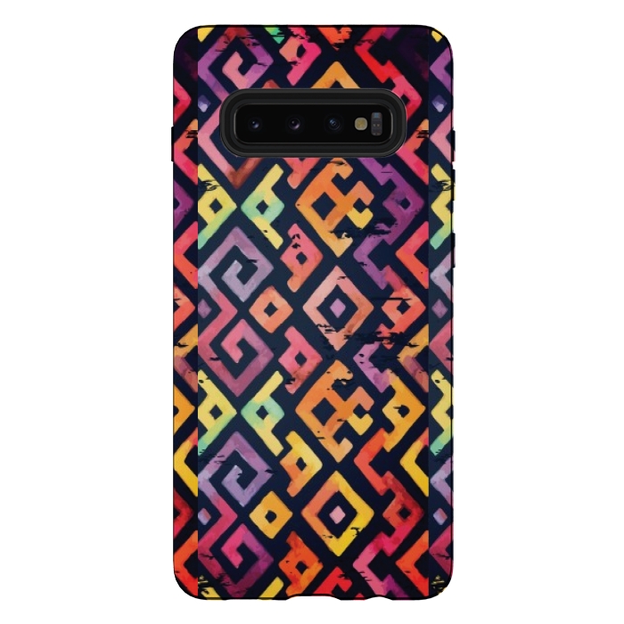 Galaxy S10 plus StrongFit coloured squared pattern by MALLIKA