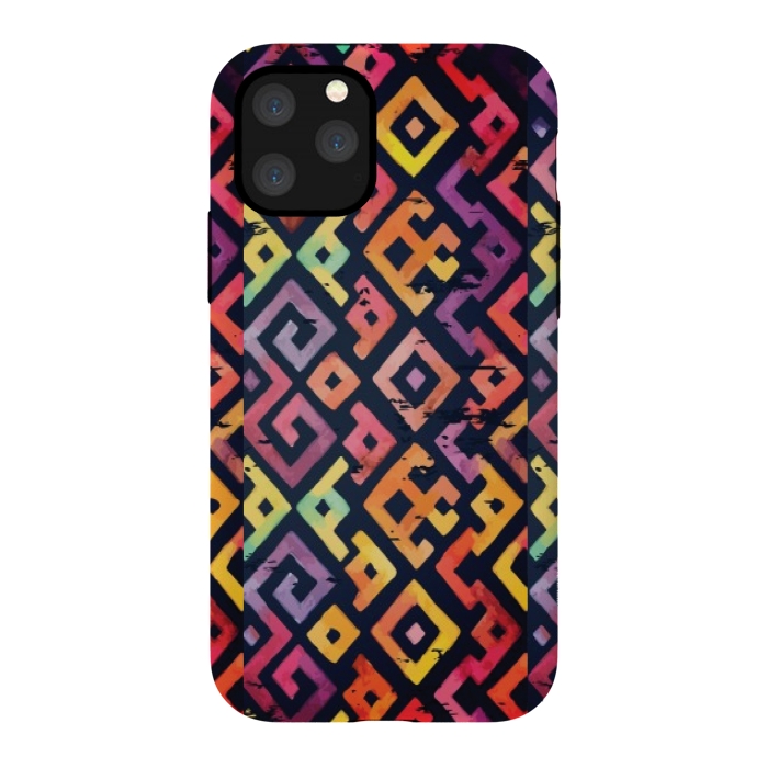 iPhone 11 Pro StrongFit coloured squared pattern by MALLIKA