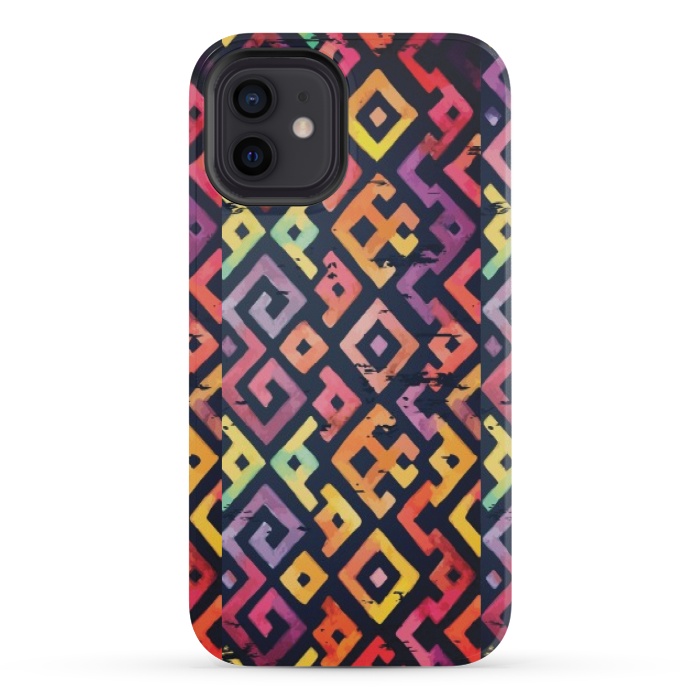 iPhone 12 mini StrongFit coloured squared pattern by MALLIKA
