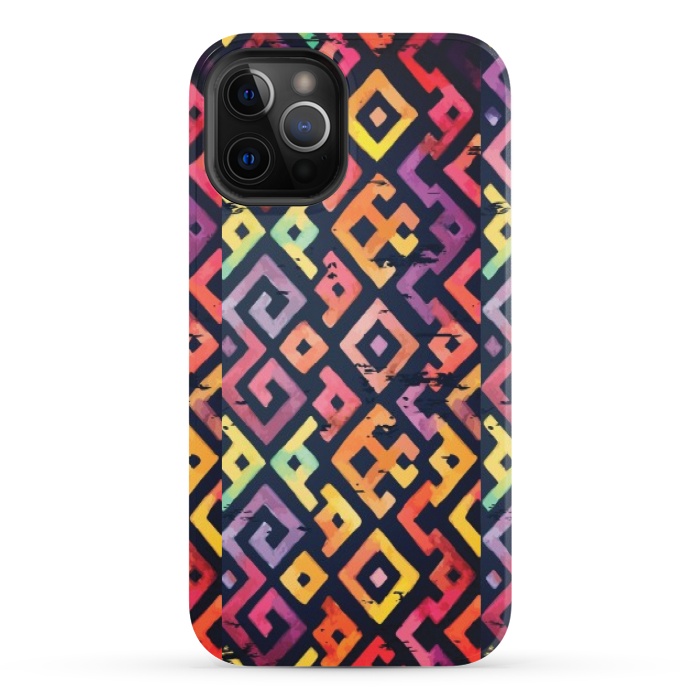 iPhone 12 Pro StrongFit coloured squared pattern by MALLIKA