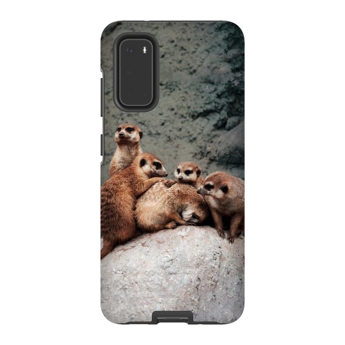 Galaxy S20 StrongFit Meerkat family by Laura Nagel