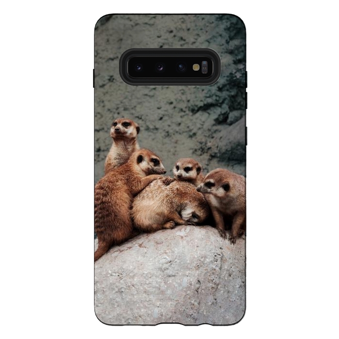 Galaxy S10 plus StrongFit Meerkat family by Laura Nagel