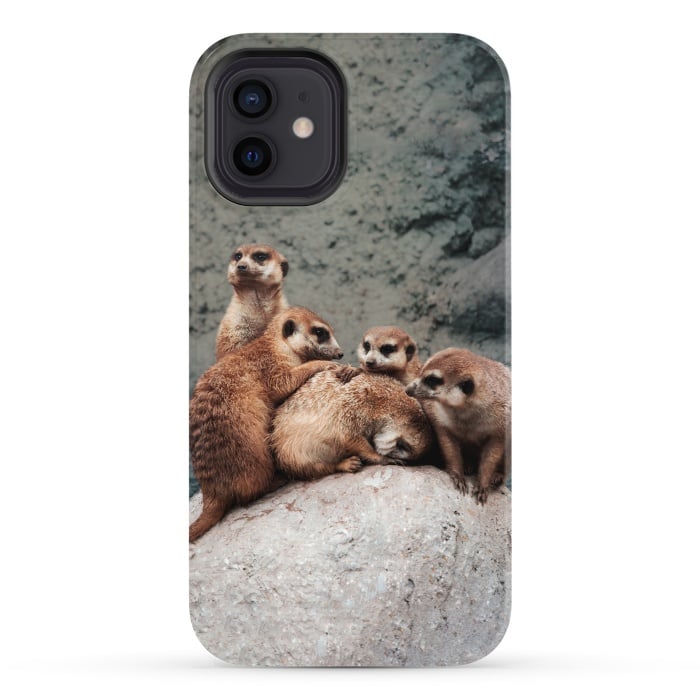 iPhone 12 StrongFit Meerkat family by Laura Nagel