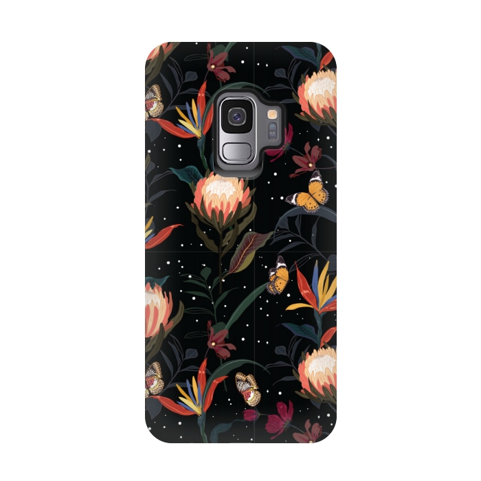 Galaxy S9 StrongFit copper floral pattern by MALLIKA