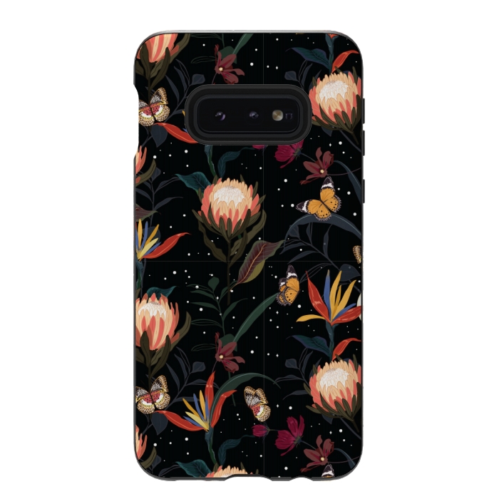 Galaxy S10e StrongFit copper floral pattern by MALLIKA