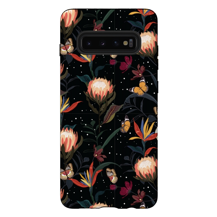 Galaxy S10 plus StrongFit copper floral pattern by MALLIKA