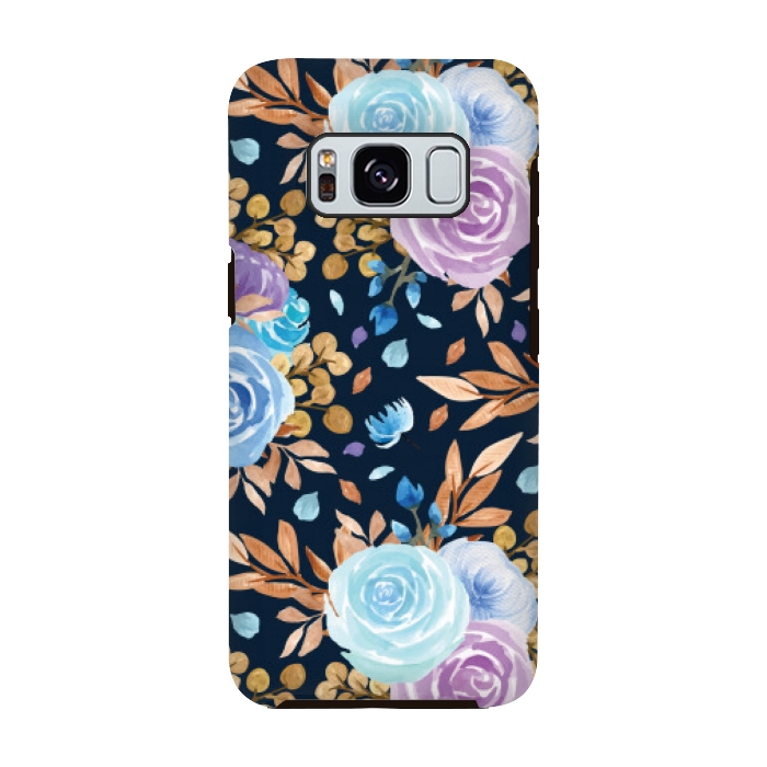 Galaxy S8 StrongFit blue purple floral pattern by MALLIKA