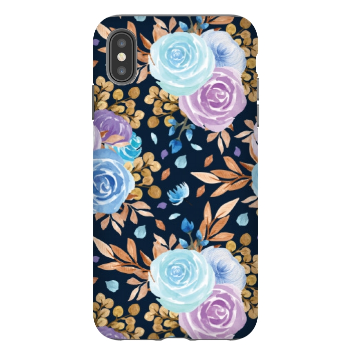 iPhone Xs Max StrongFit blue purple floral pattern by MALLIKA