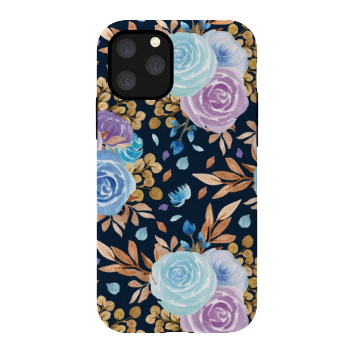 iPhone 11 Pro StrongFit blue purple floral pattern by MALLIKA