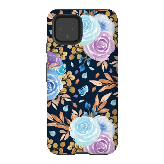 Pixel 4 StrongFit blue purple floral pattern by MALLIKA