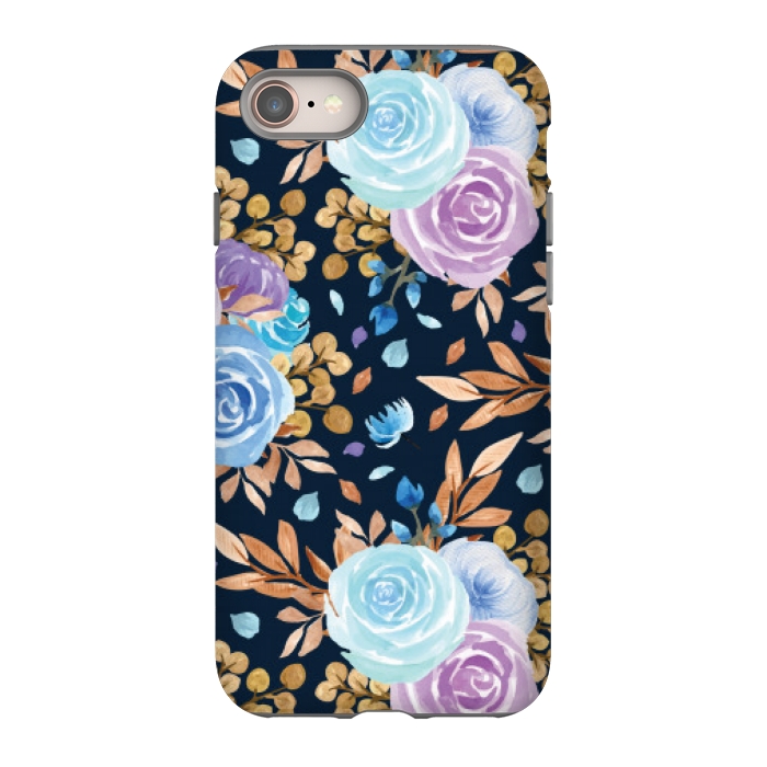 iPhone SE StrongFit blue purple floral pattern by MALLIKA