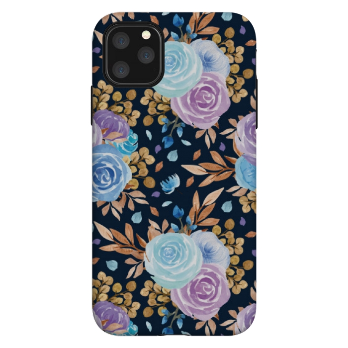 iPhone 11 Pro Max StrongFit blue purple floral pattern by MALLIKA