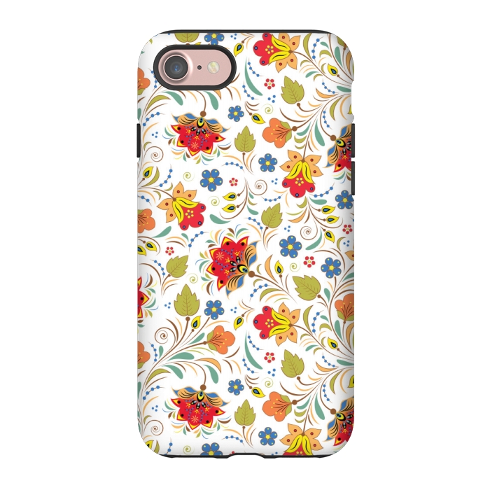 iPhone 7 StrongFit red yellow floral pattern by MALLIKA