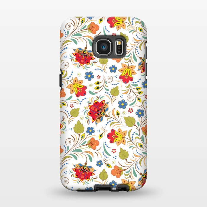 Galaxy S7 EDGE StrongFit red yellow floral pattern by MALLIKA