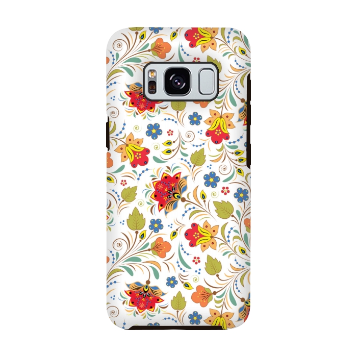 Galaxy S8 StrongFit red yellow floral pattern by MALLIKA