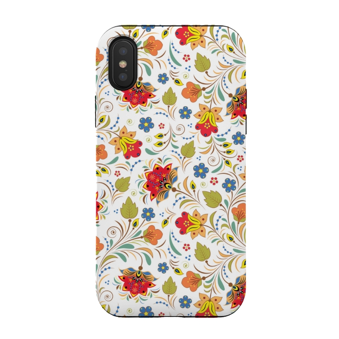 iPhone Xs / X StrongFit red yellow floral pattern by MALLIKA