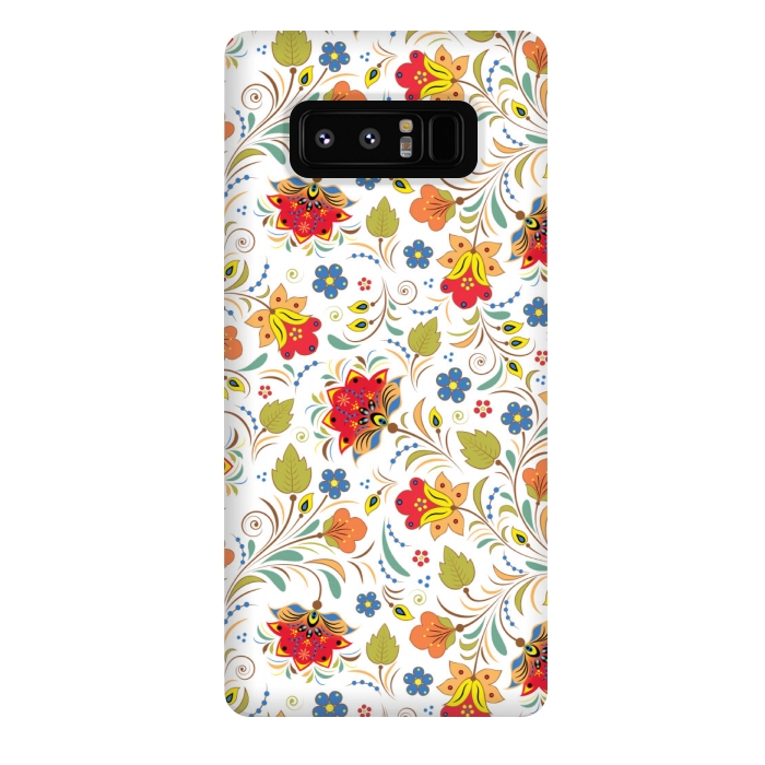 Galaxy Note 8 StrongFit red yellow floral pattern by MALLIKA