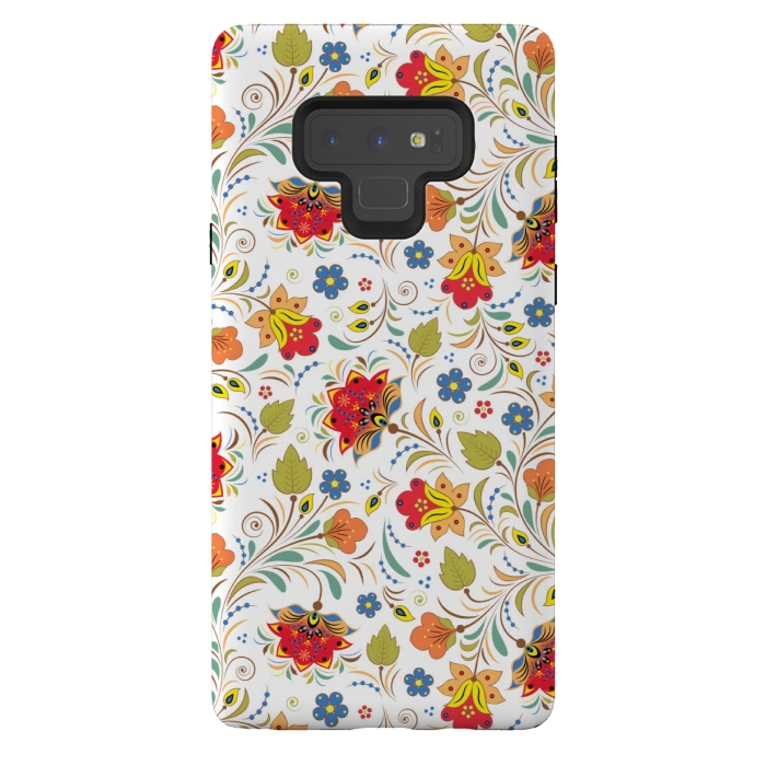 Galaxy Note 9 StrongFit red yellow floral pattern by MALLIKA
