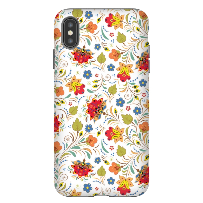 iPhone Xs Max StrongFit red yellow floral pattern by MALLIKA