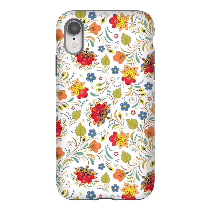iPhone Xr StrongFit red yellow floral pattern by MALLIKA