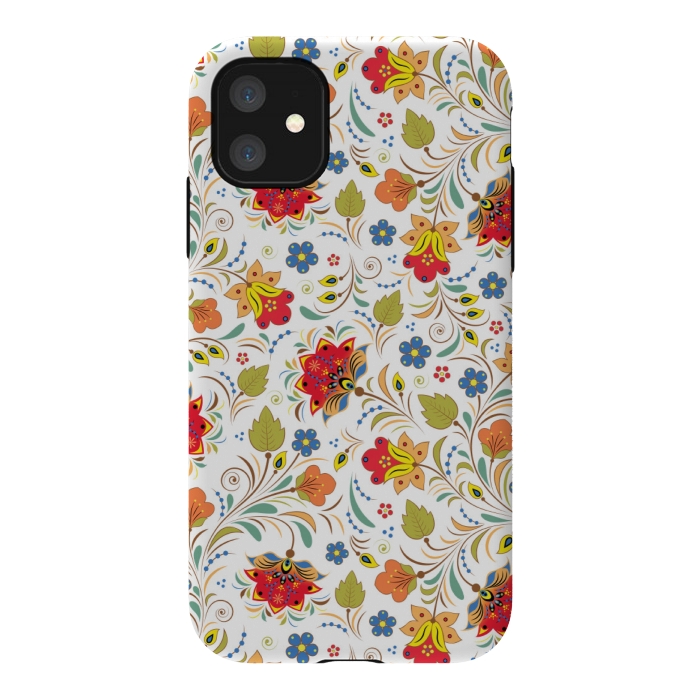 iPhone 11 StrongFit red yellow floral pattern by MALLIKA