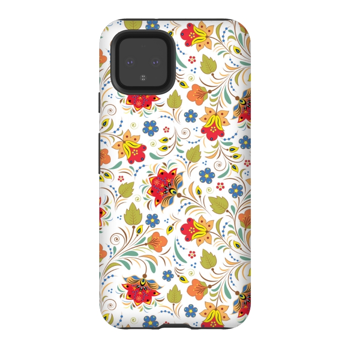 Pixel 4 StrongFit red yellow floral pattern by MALLIKA