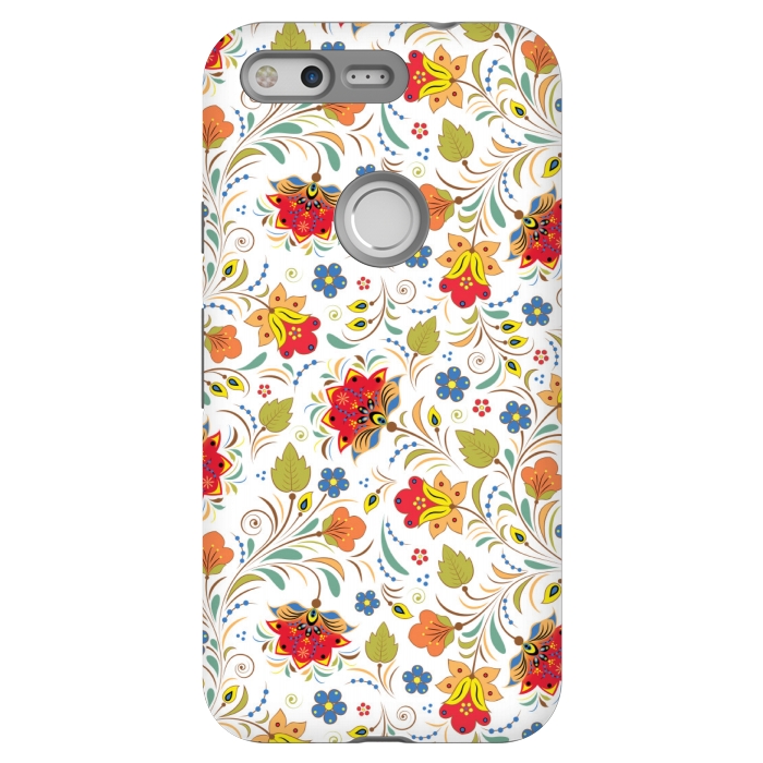 Pixel StrongFit red yellow floral pattern by MALLIKA