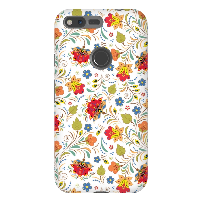 Pixel XL StrongFit red yellow floral pattern by MALLIKA