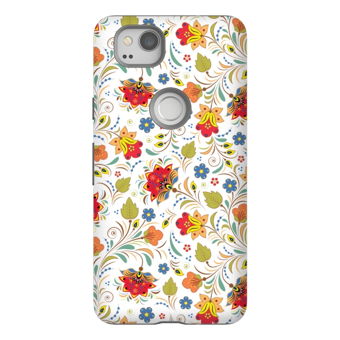 Pixel 2 StrongFit red yellow floral pattern by MALLIKA