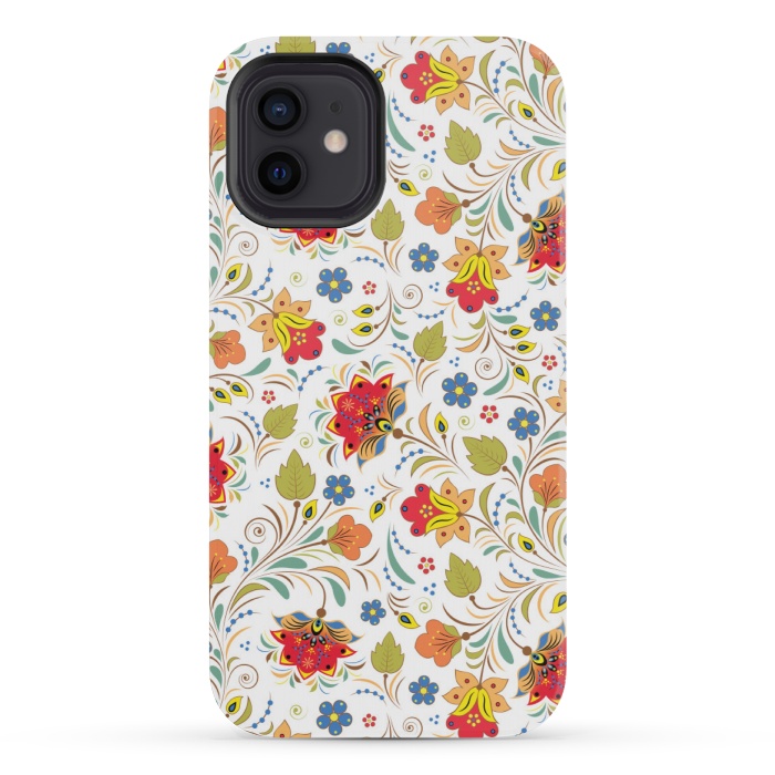 iPhone 12 mini StrongFit red yellow floral pattern by MALLIKA