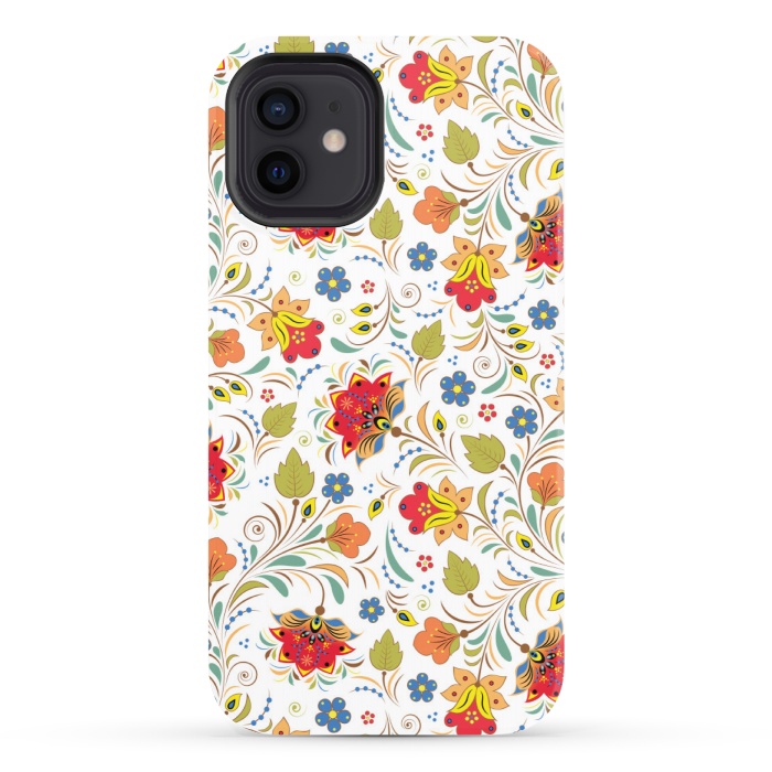 iPhone 12 StrongFit red yellow floral pattern by MALLIKA