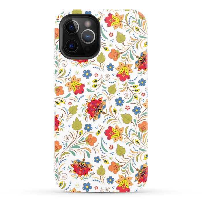 iPhone 12 Pro StrongFit red yellow floral pattern by MALLIKA
