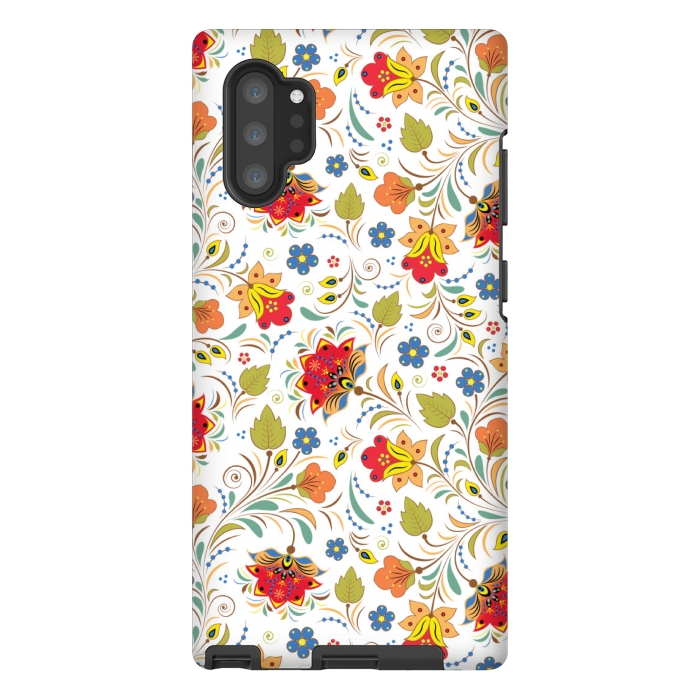 Galaxy Note 10 plus StrongFit red yellow floral pattern by MALLIKA