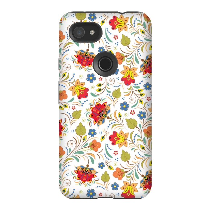 Pixel 3AXL StrongFit red yellow floral pattern by MALLIKA