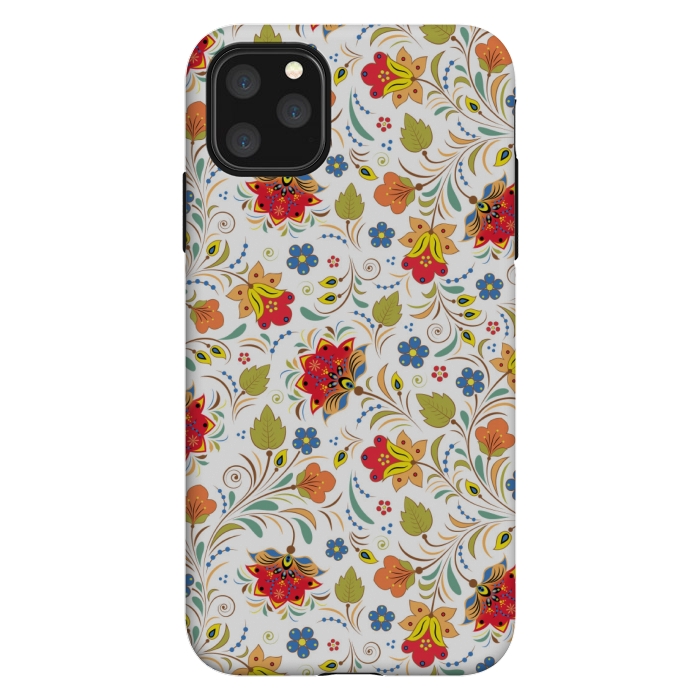 iPhone 11 Pro Max StrongFit red yellow floral pattern by MALLIKA