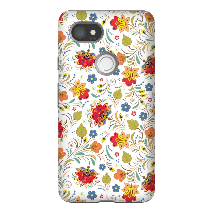 Pixel 2XL StrongFit red yellow floral pattern by MALLIKA