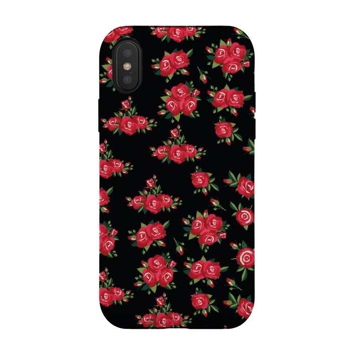 iPhone Xs / X StrongFit red pretty roses by MALLIKA