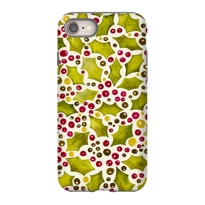 iPhone SE StrongFit Watercolour Christmas Holly and Berries Pattern by Paula Ohreen