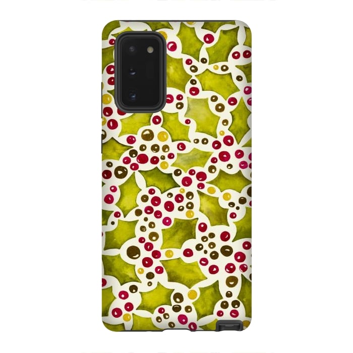 Galaxy Note 20 StrongFit Watercolour Christmas Holly and Berries Pattern by Paula Ohreen