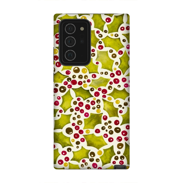 Galaxy Note 20 Ultra StrongFit Watercolour Christmas Holly and Berries Pattern by Paula Ohreen