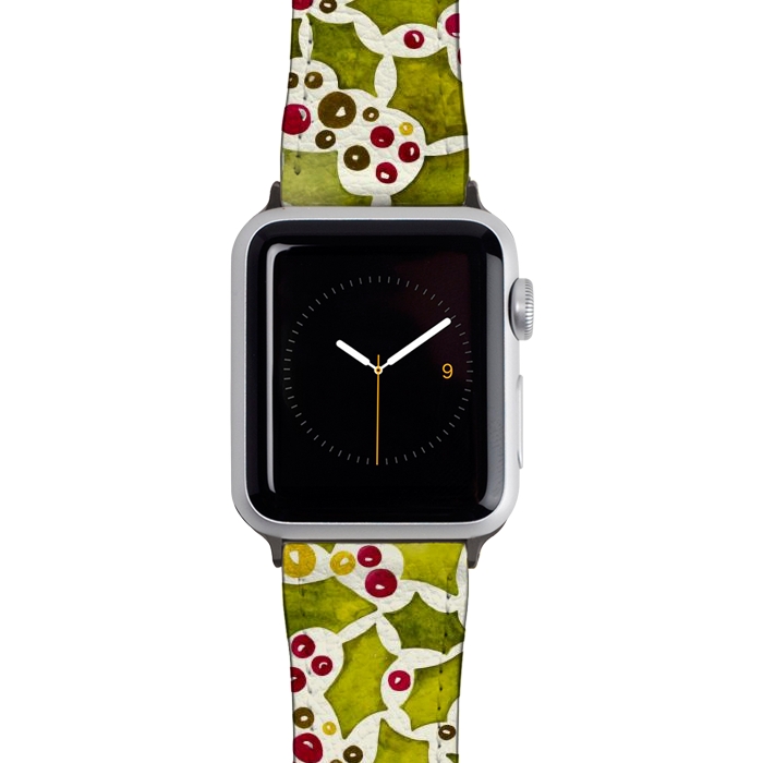 Watch 38mm / 40mm Strap PU leather Watercolour Christmas Holly and Berries Pattern by Paula Ohreen