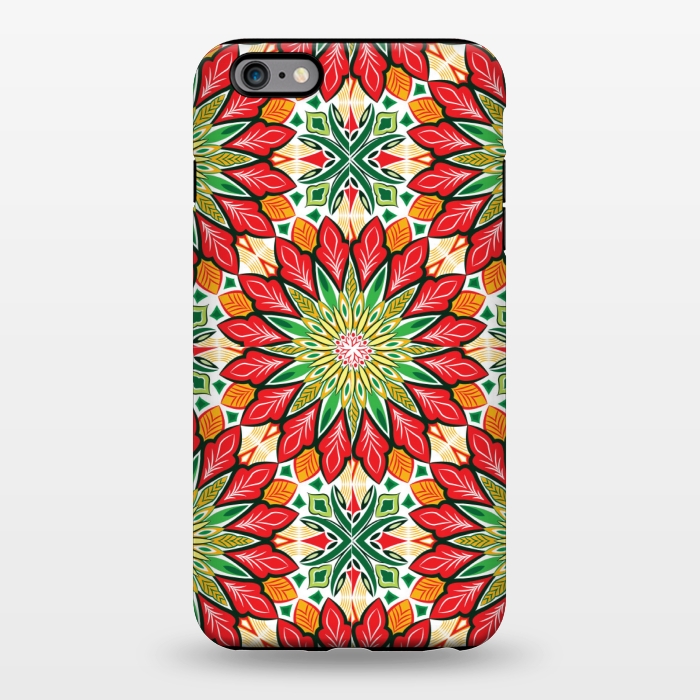 iPhone 6/6s plus StrongFit ORANGE RED FLORAL GREEN PRINT by MALLIKA