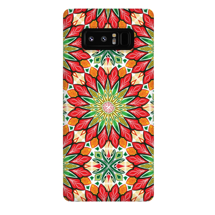 Galaxy Note 8 StrongFit ORANGE RED FLORAL GREEN PRINT by MALLIKA