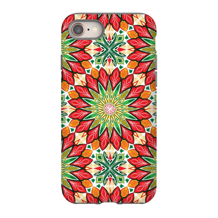 iPhone 8 StrongFit ORANGE RED FLORAL GREEN PRINT by MALLIKA